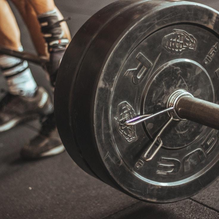 Weight training area with free weights and machines